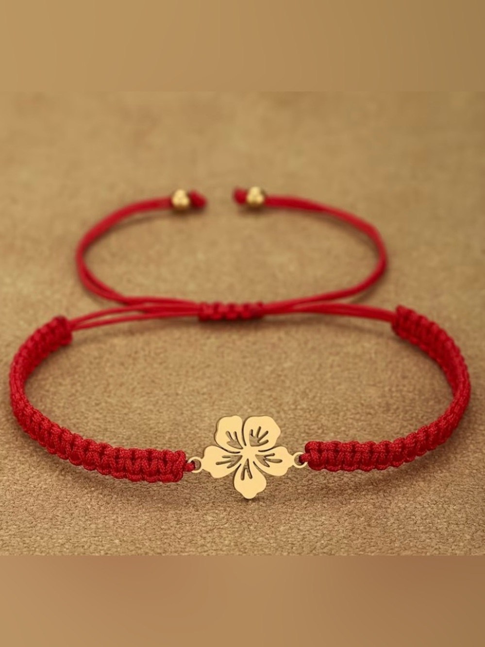Stainless Steel Gold Hibiscus Puerto Rico Flower Cord Bracelet